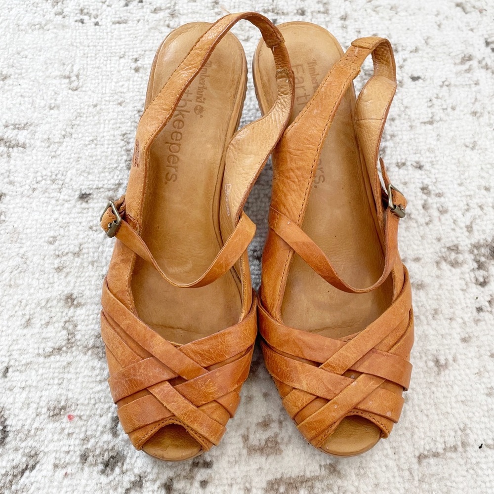 Timberland Earthkeepers Genuine Leather Slingback Heels Sz 8.5